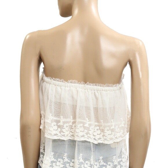 Free People Love You So Lace Tube Top Sheer Embroidered Tiered White L 283730 - Picture 9 of 10